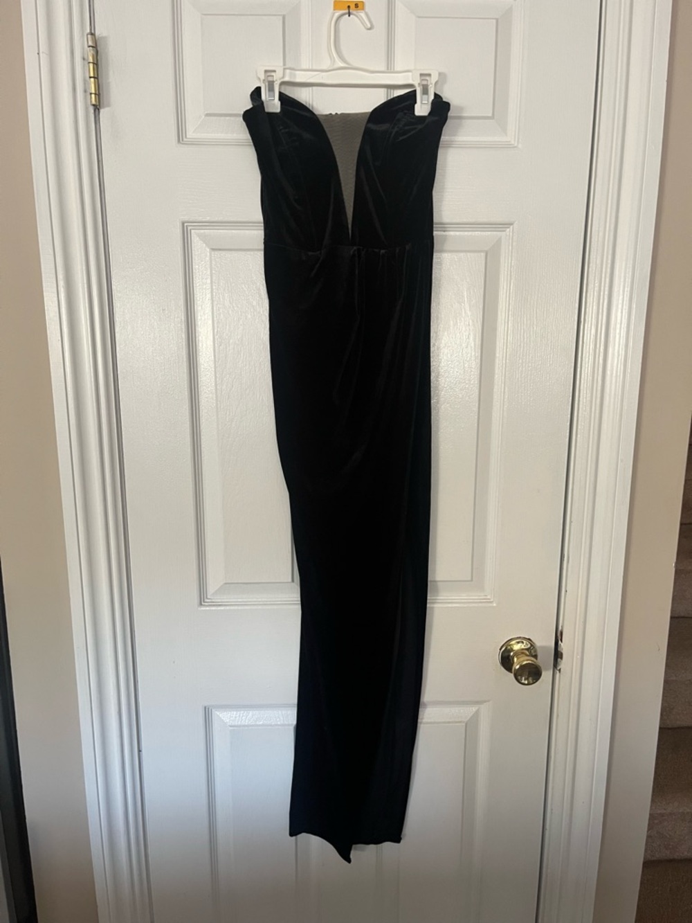 Lulu's Black Strapless Velvet Evening Gown